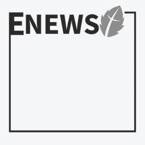 A black and white image of the enews logo.