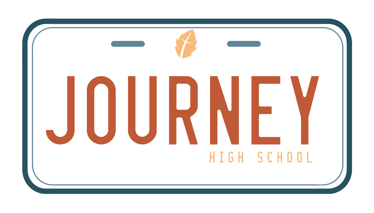 A green background with the word " journeys high school ".