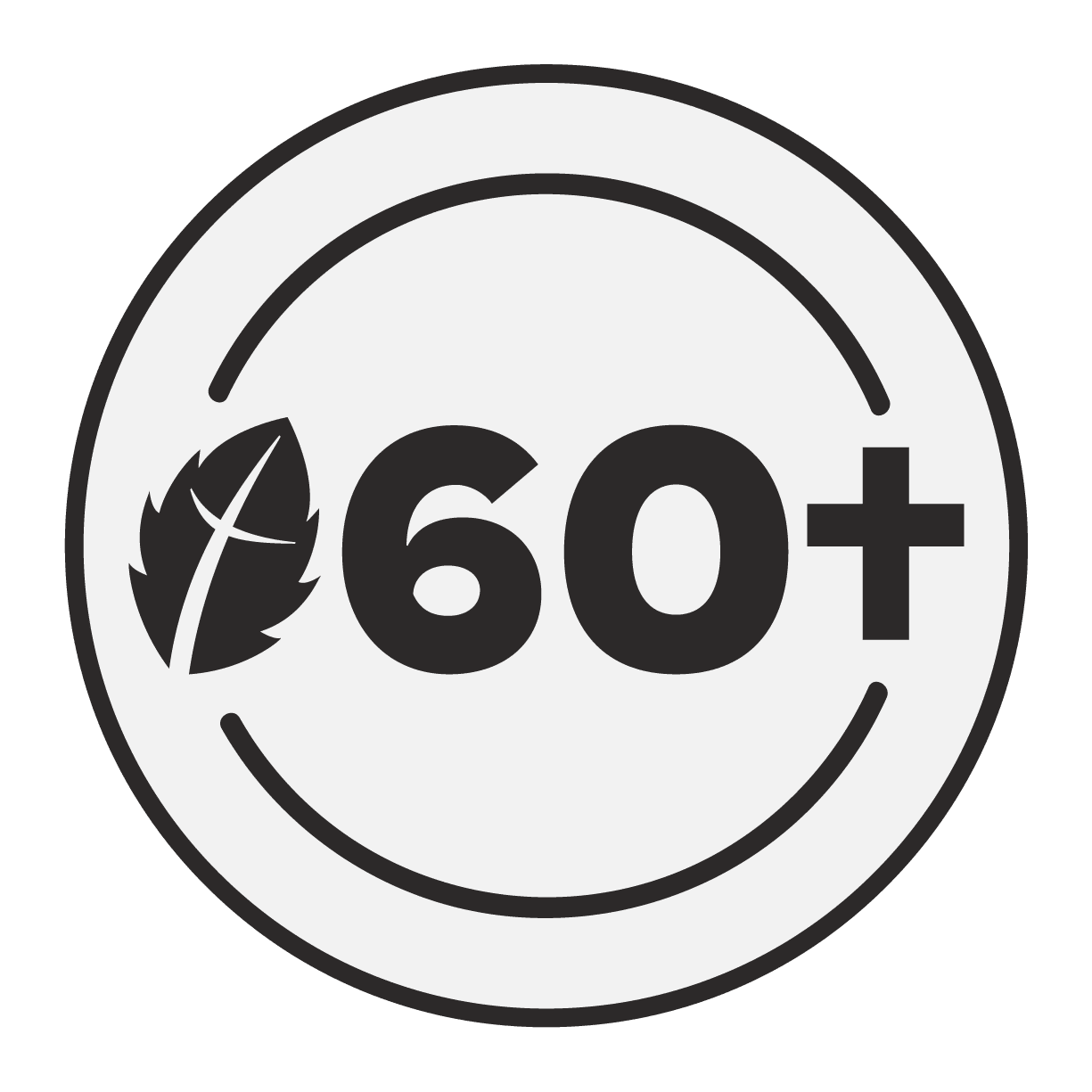 A green background with the word 6 0 plus in it.