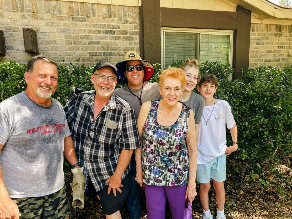 Toolbox volunteers helping a family.