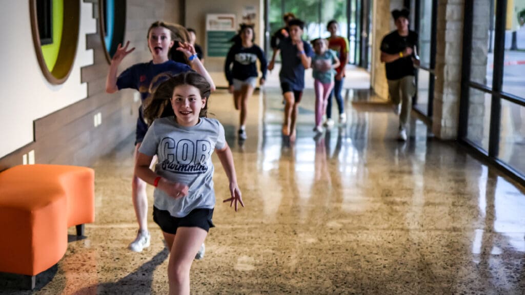 Wednesday night youth students playing a game.