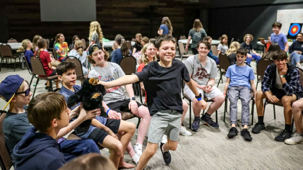 Wednesday night youth students playing a game.