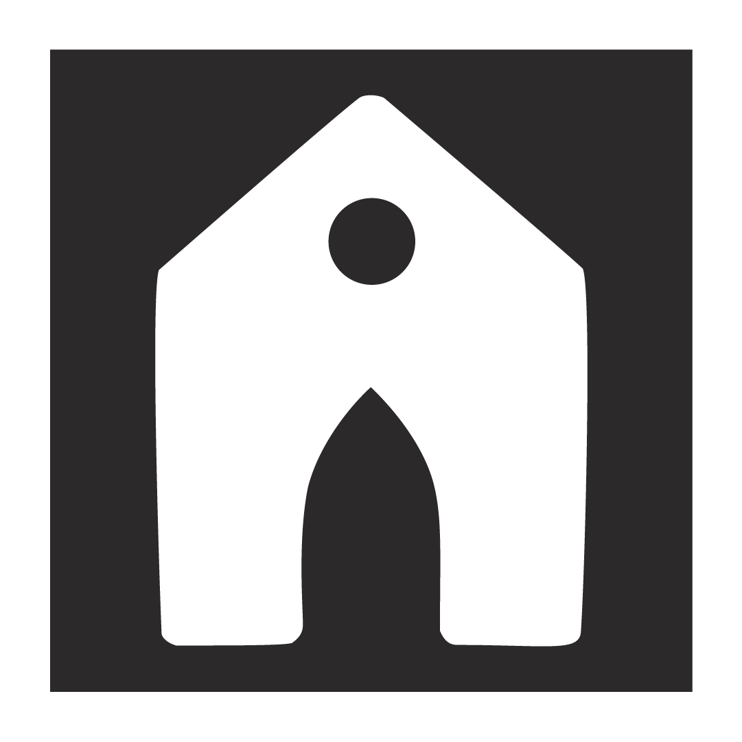 Here's an alt tag for the image: `Simple house icon, black and white`