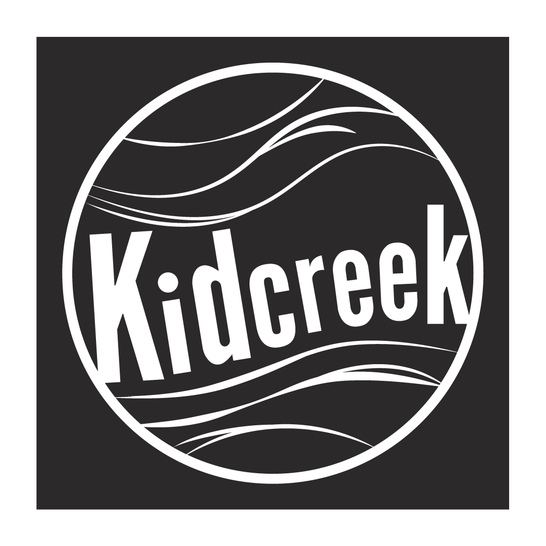 Kidcreek logo: white text on black circle.